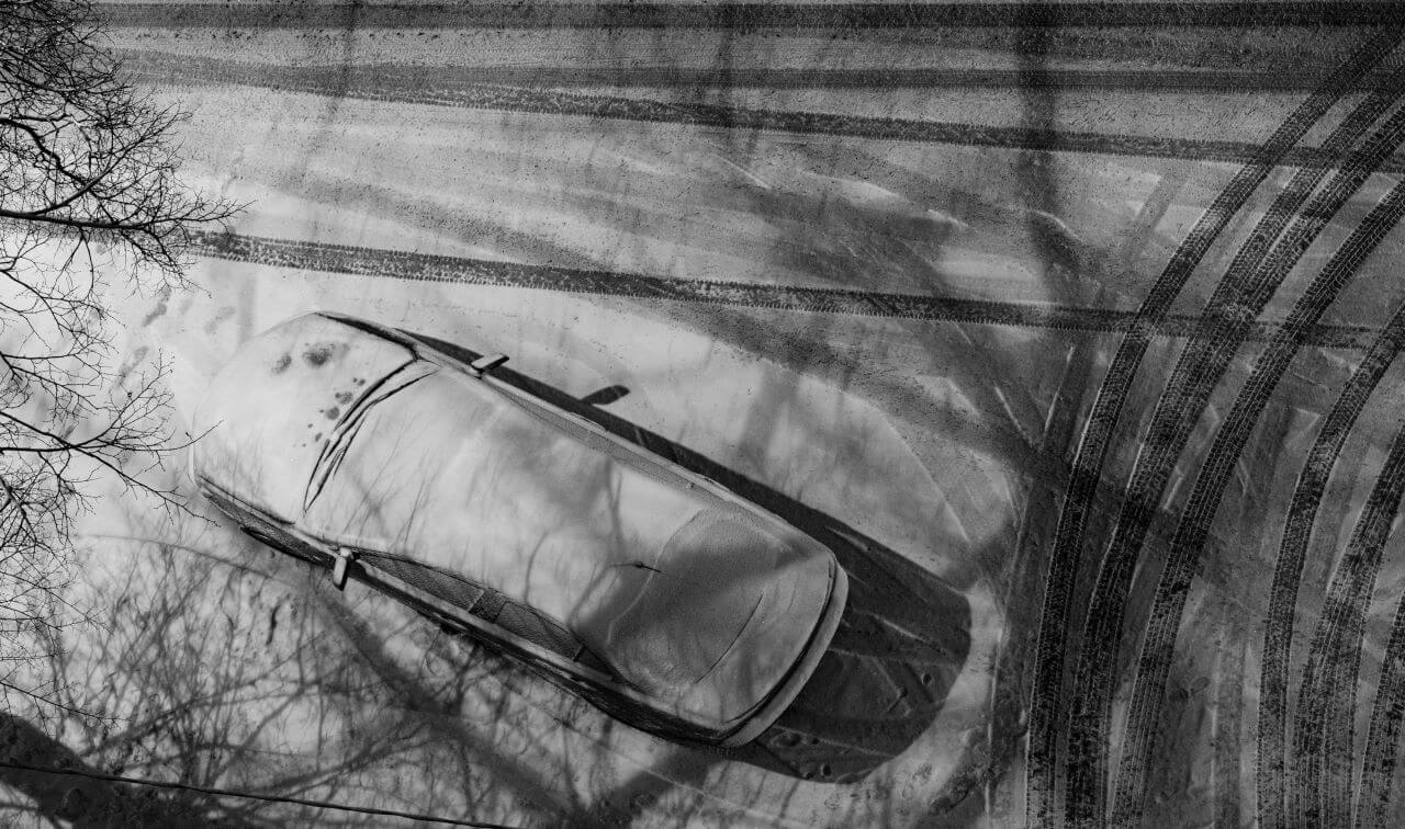 Doing donuts in the snow.