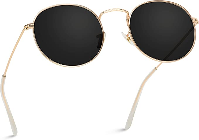 Round-frame sunglasses.