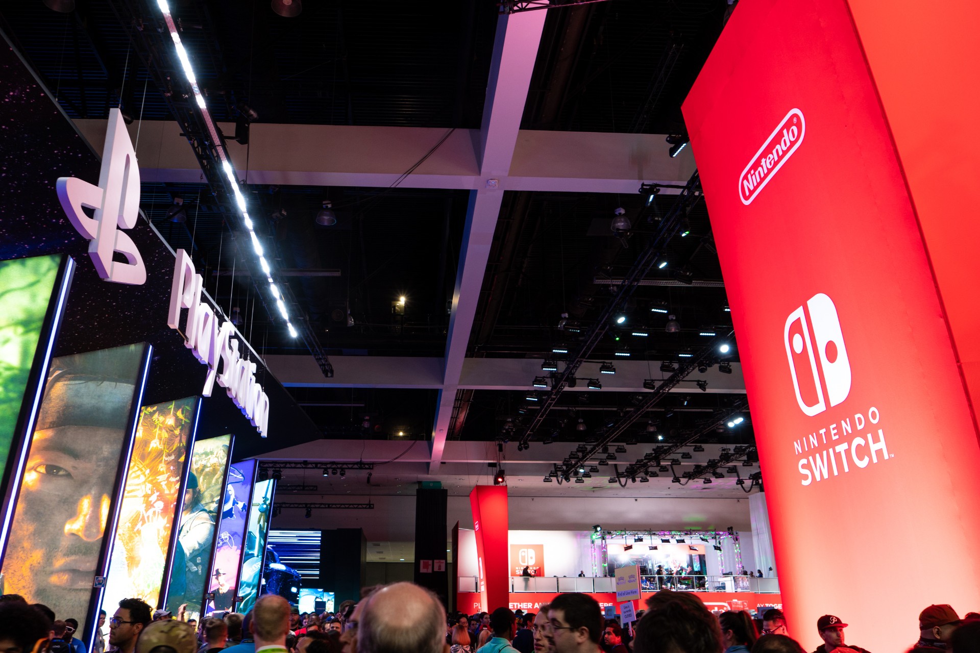 Competing Playstation and Nintendo booths