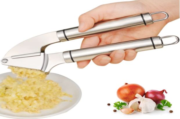 A garlic press, a cooking essential.