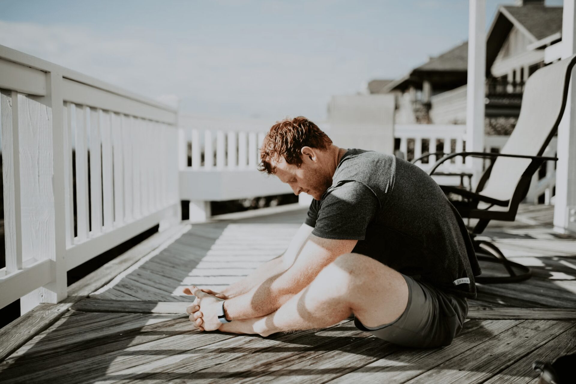 man stretching