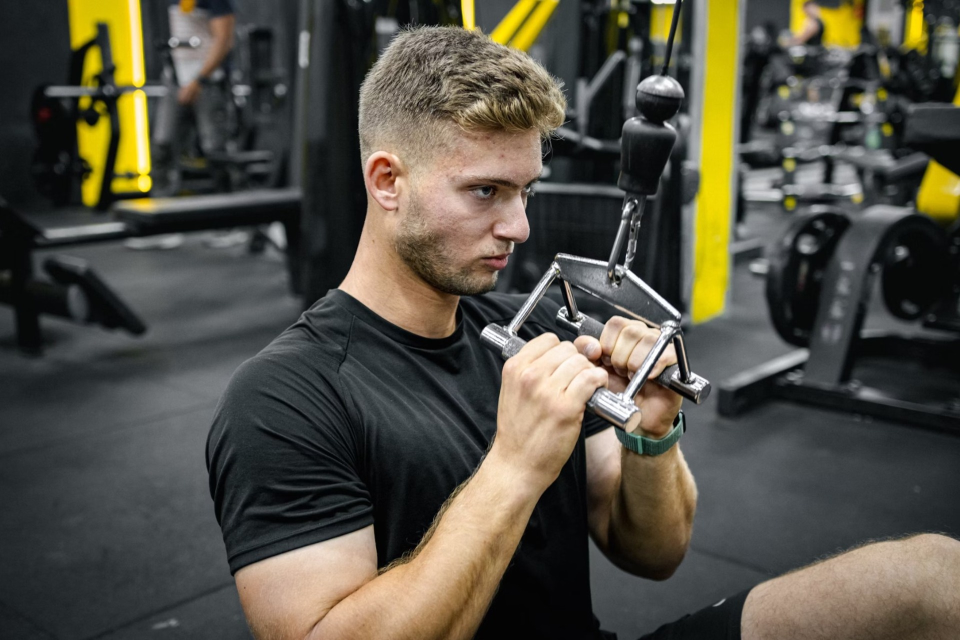 man working out his arms