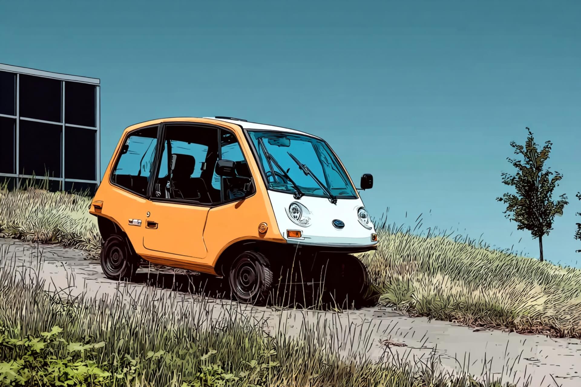 Low-speed vehicle driving down the road