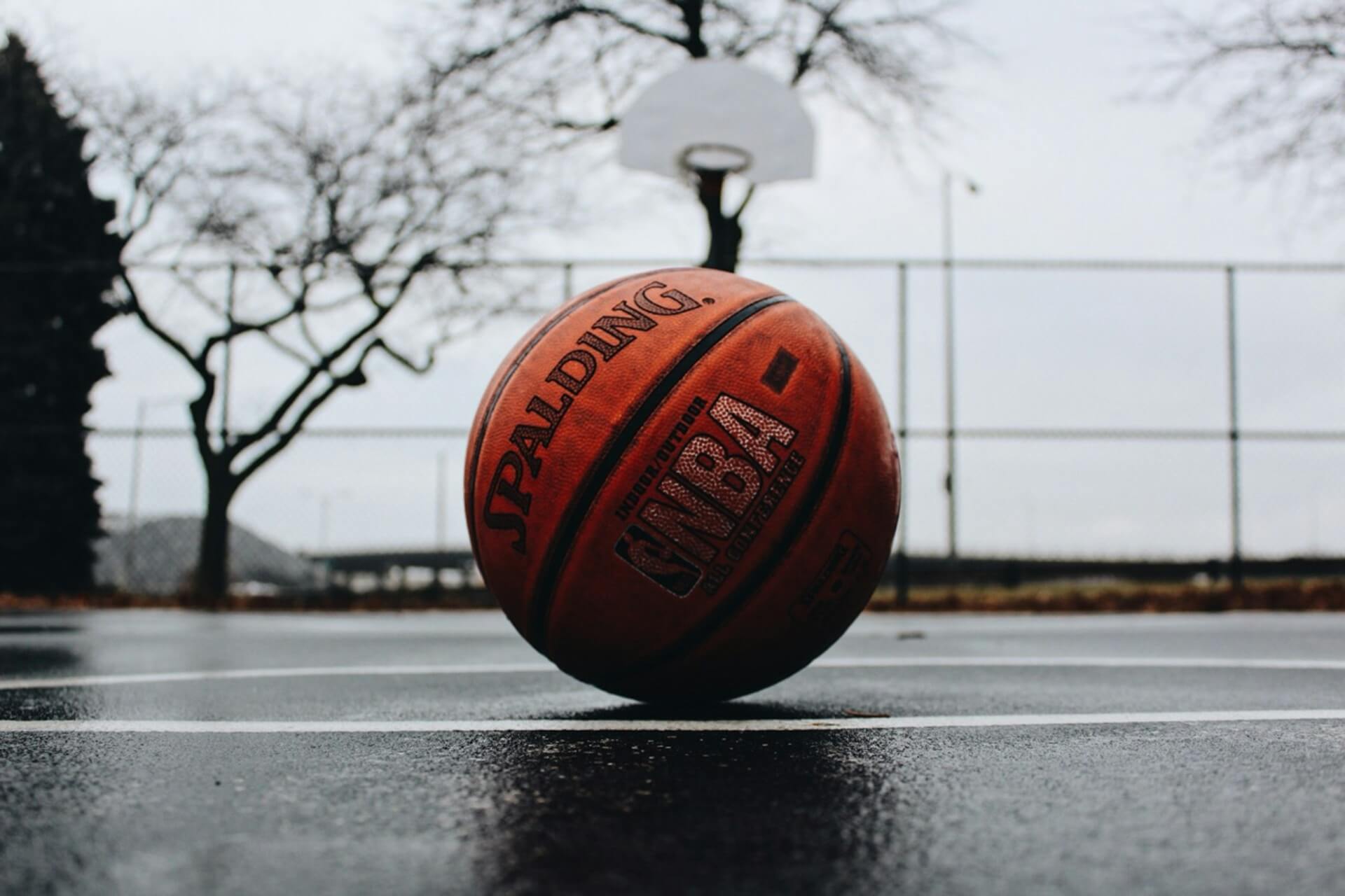 Basketball on an outdoor basketball court