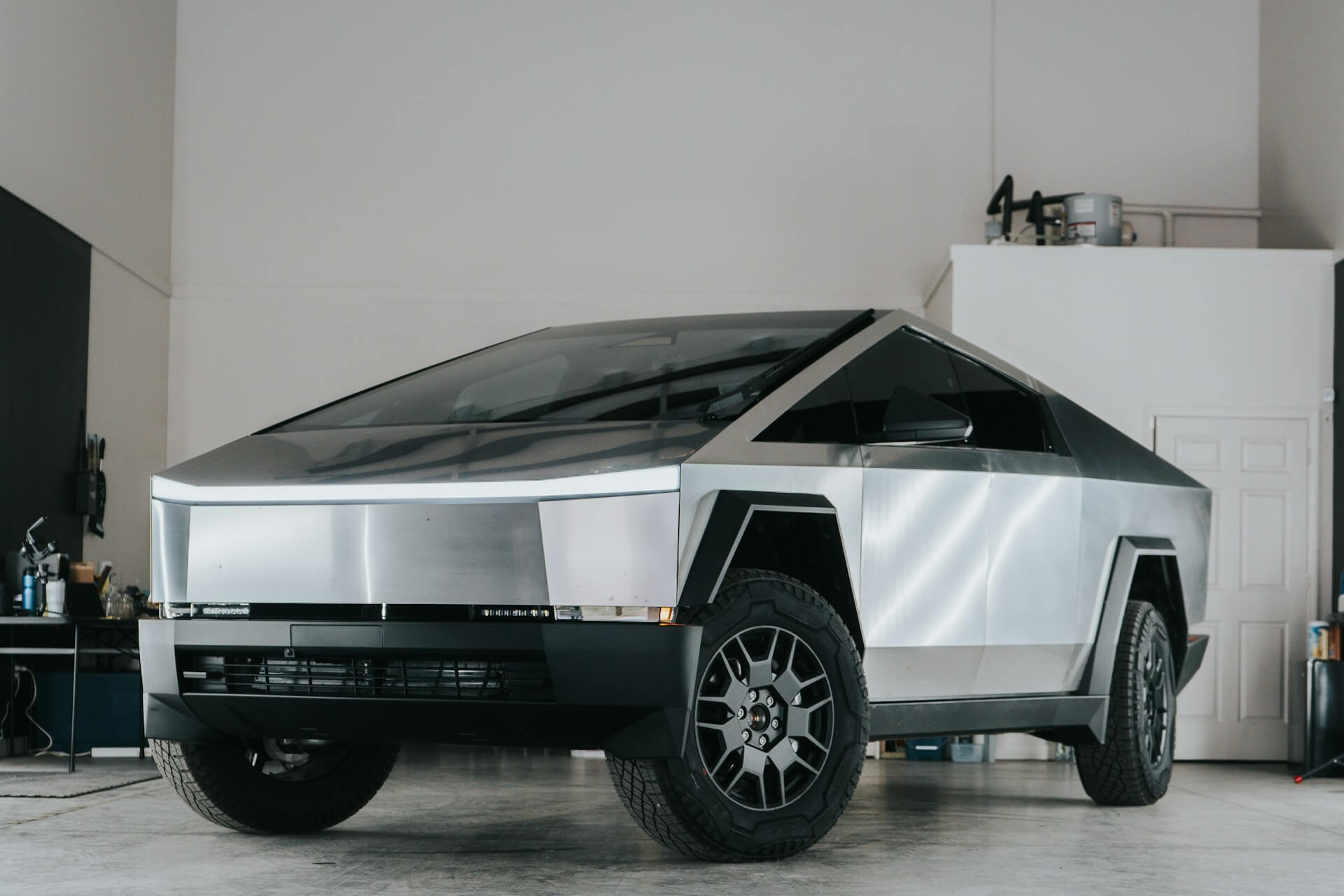 Cybertruck parked indoors