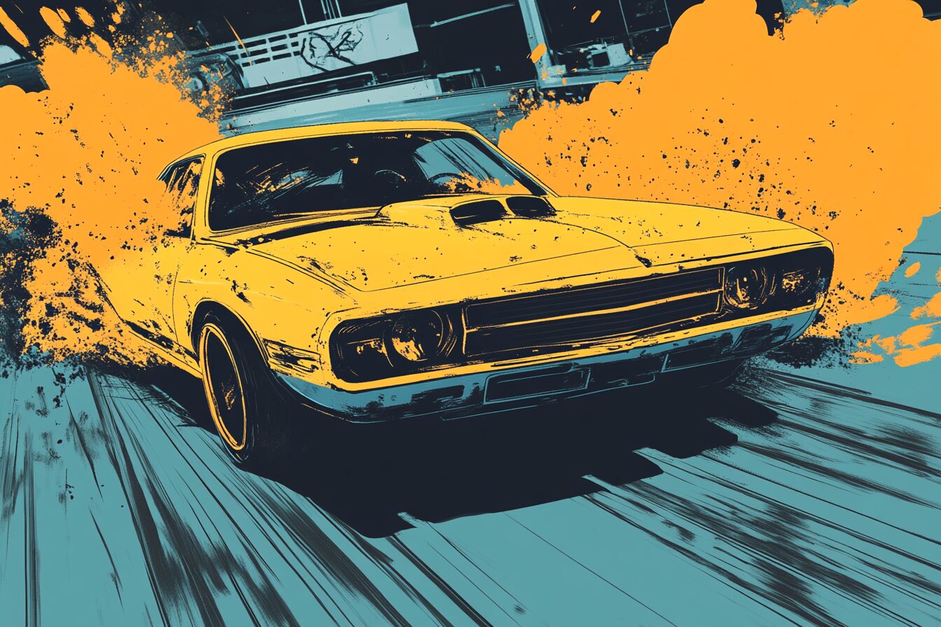 a car blowing of puffs of dirt