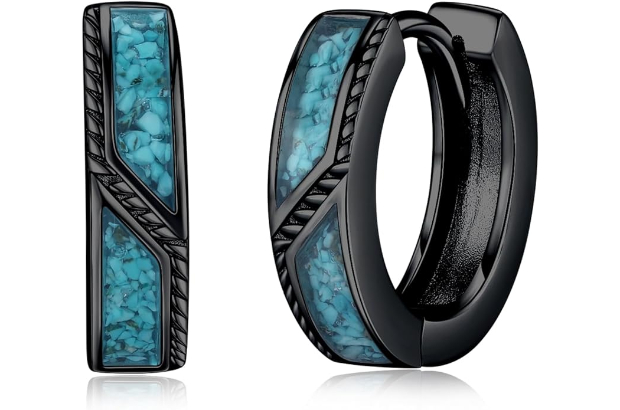 black earrings with a lapis lazuli coloring