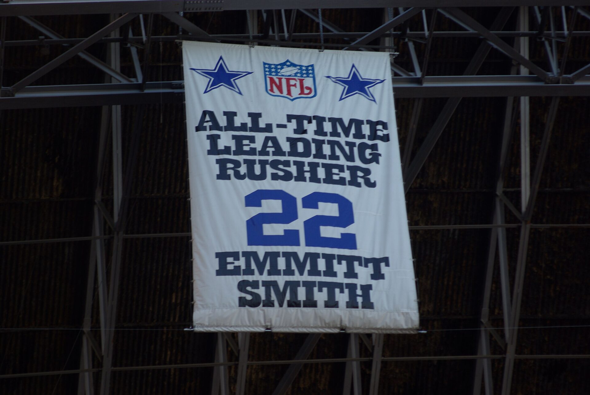an Emmitt Smith all-time leading rusher banner