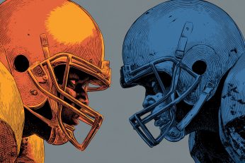 two football players facing off