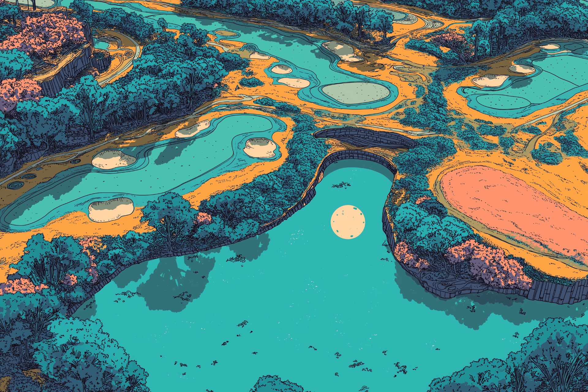 bird's eye view of a golf course