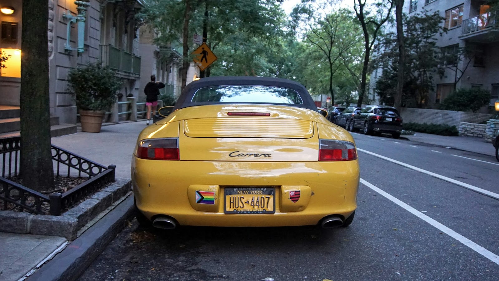 A Carrera displaying its license plate