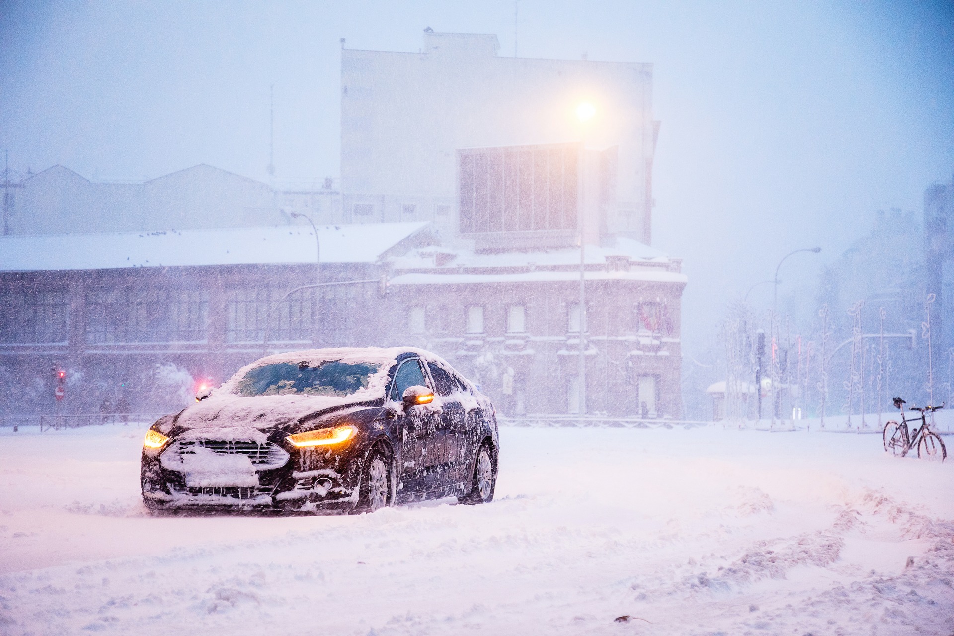 a sports car covered in frost