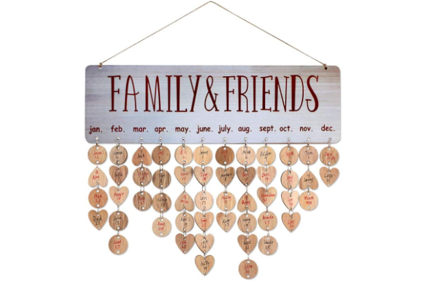 Wooden Family Birthday Reminder Calendar
