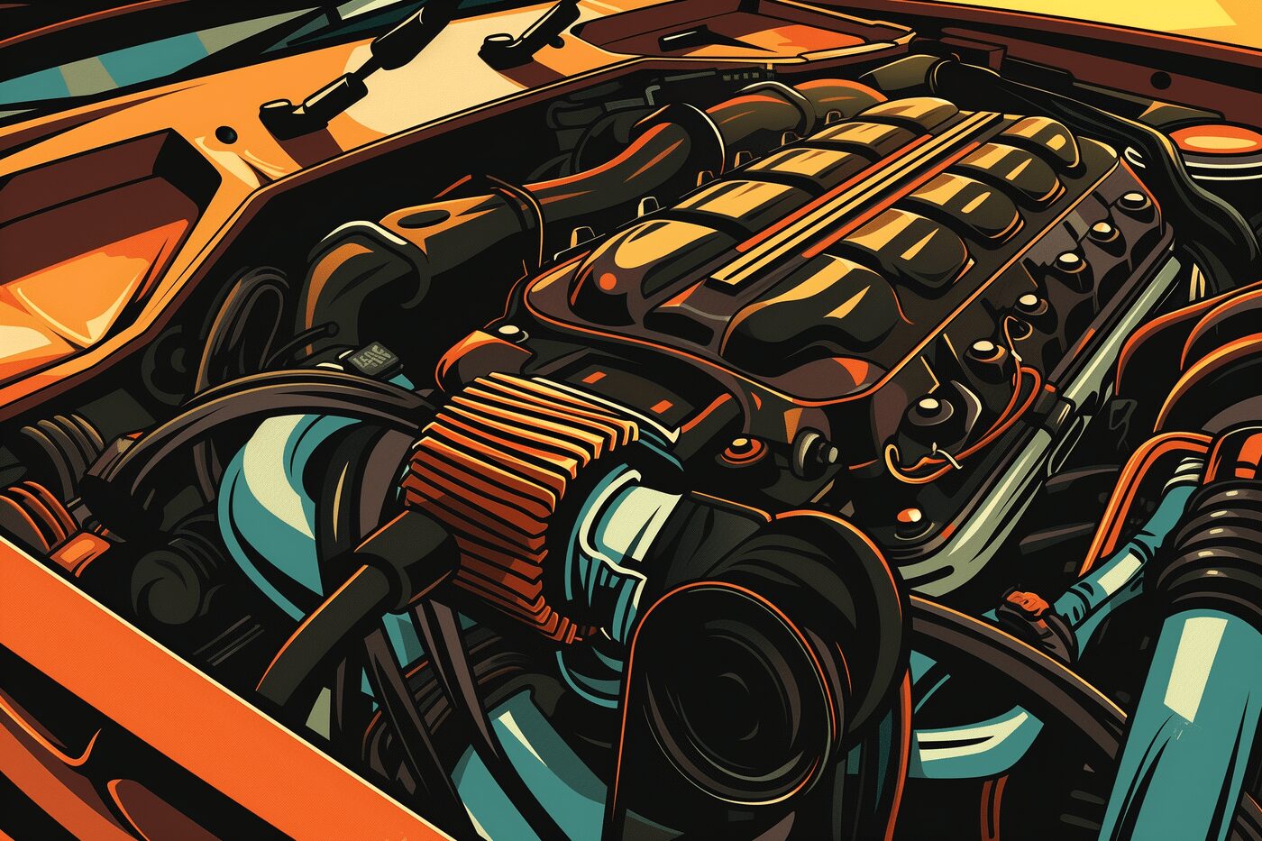 the inside of a car hood