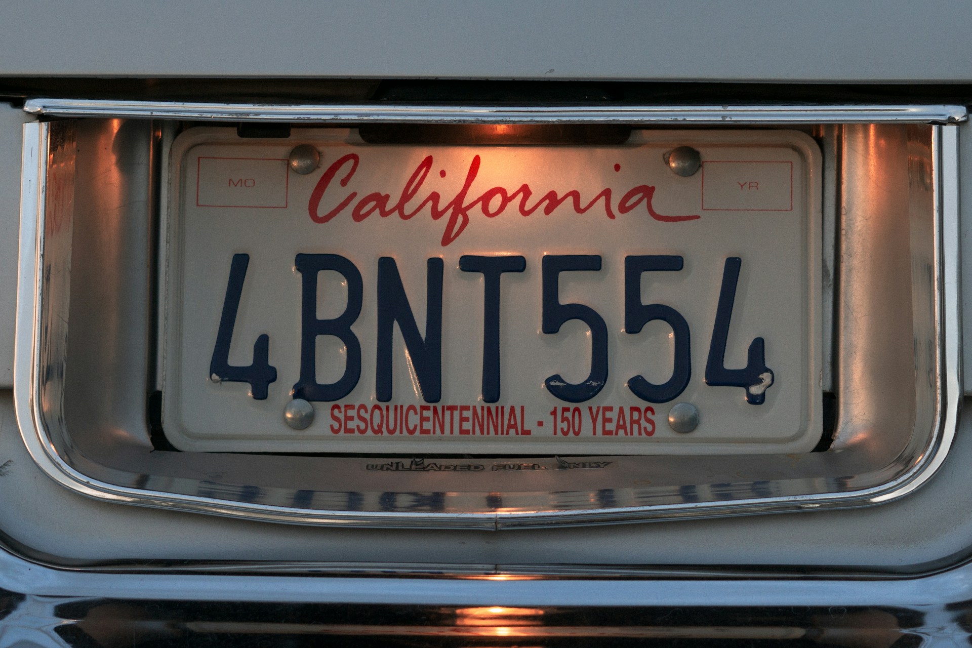 closeup on a California license plate
