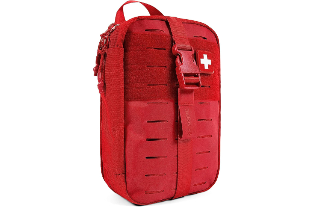 A red first-aid kit