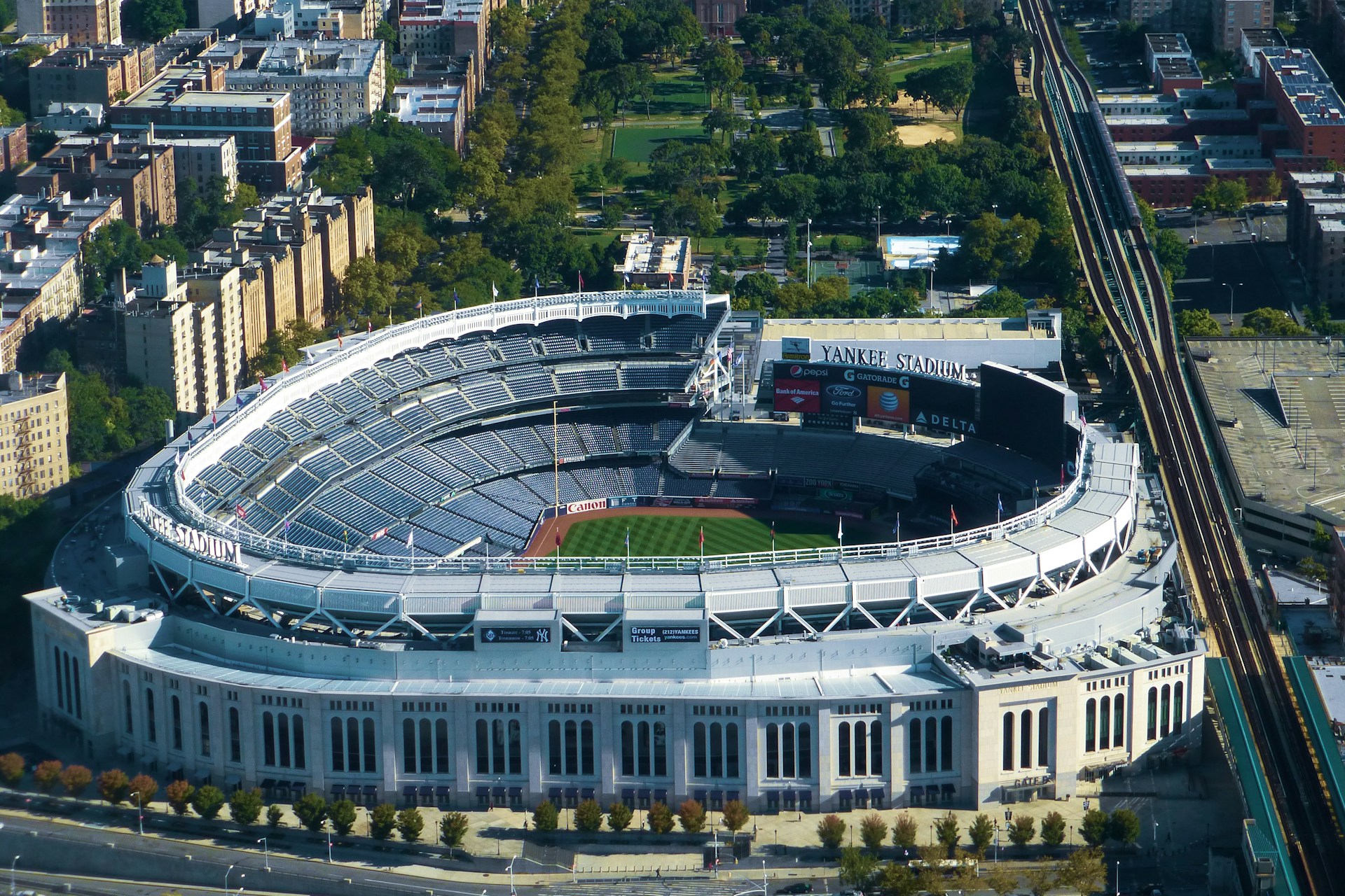 Aerial view of Yankee Stadium during the day