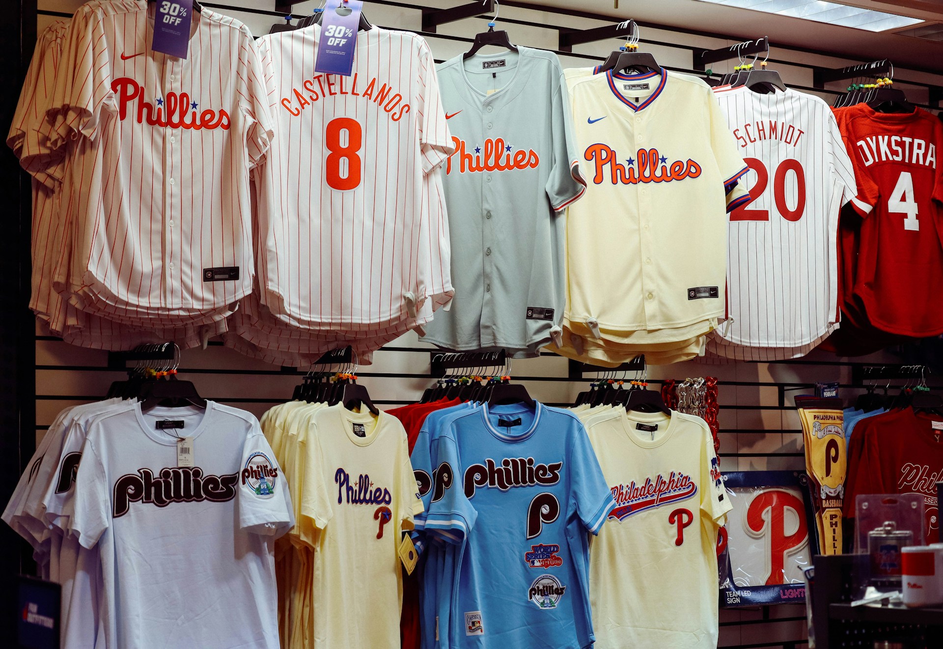 A collection of Phillies jersies