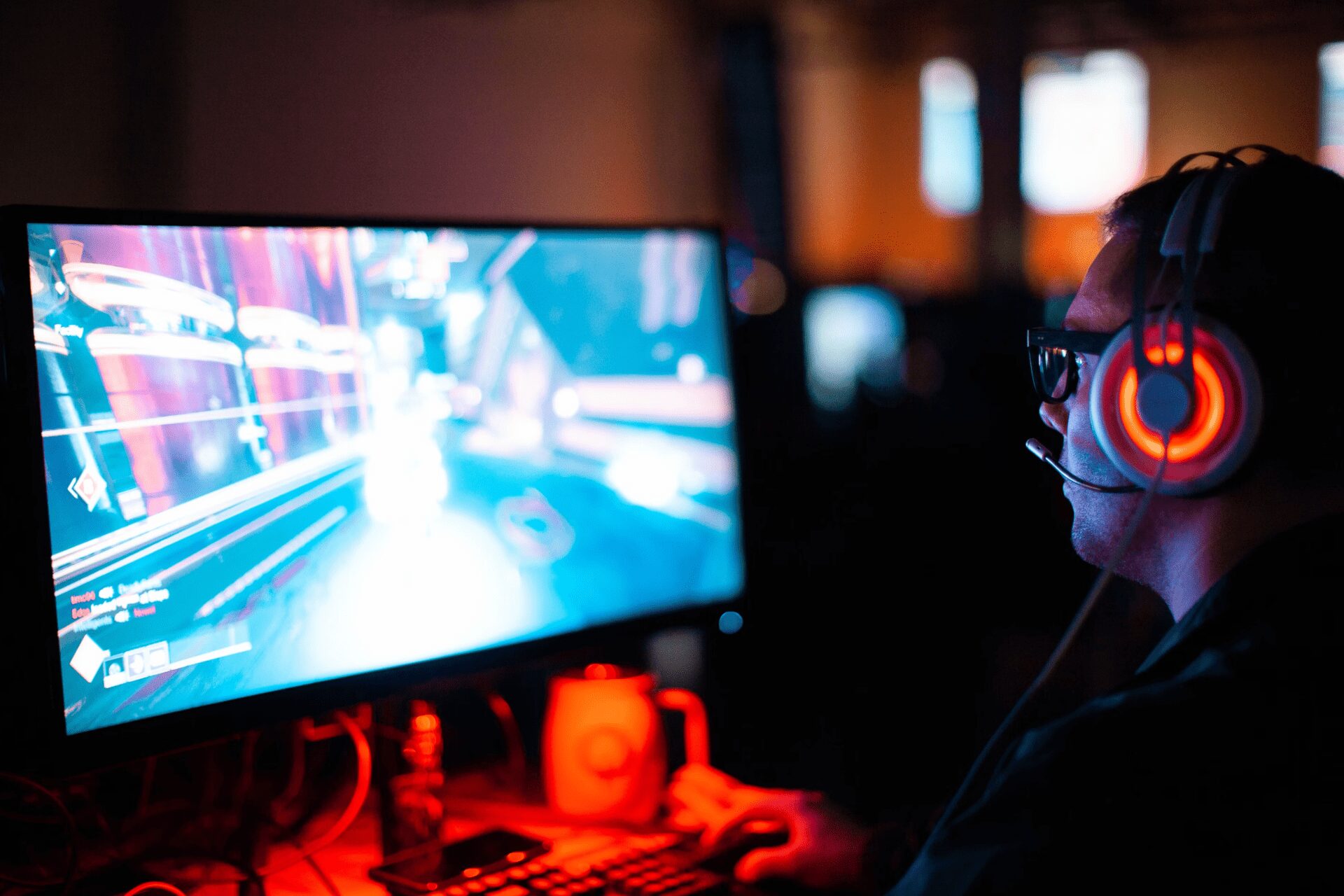 man playing a video game