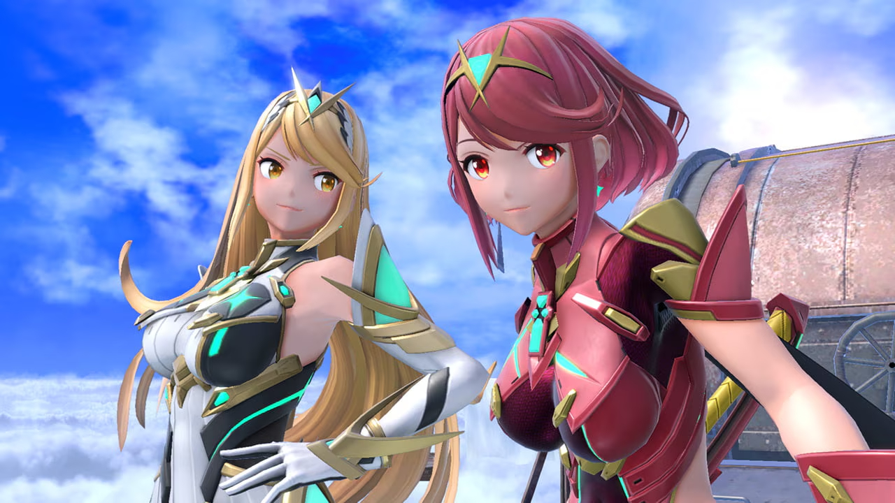 Pyra and Mythra as they appear in Smash Bros.