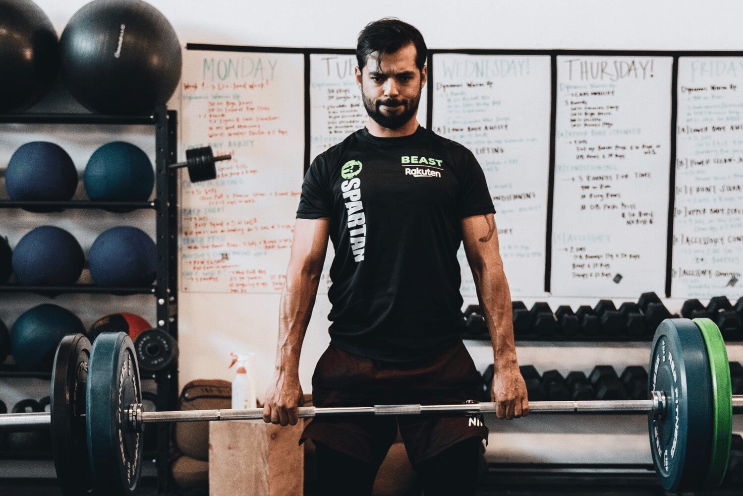 A person lifting weights in the gym.
