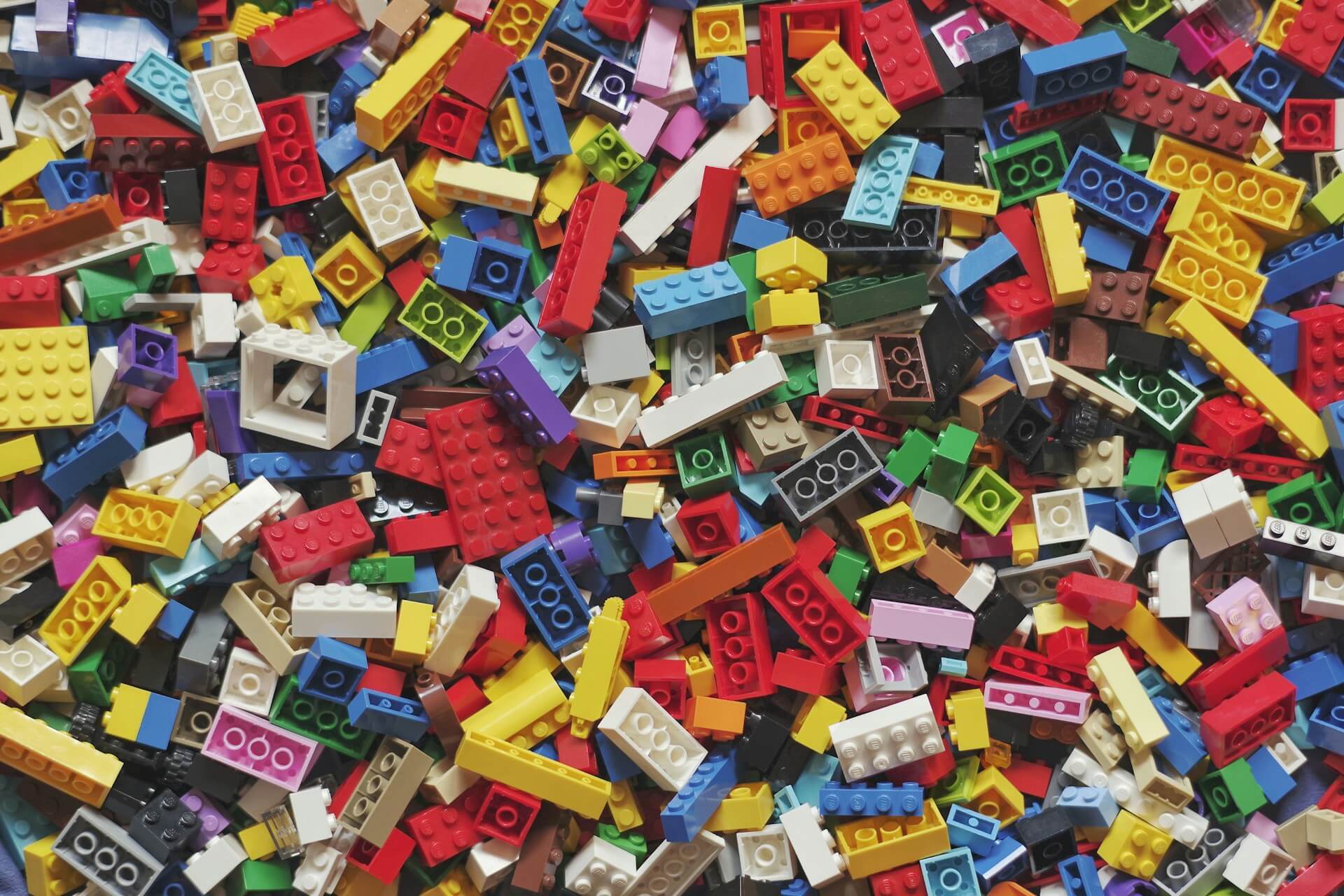 A large group of LEGO bricks