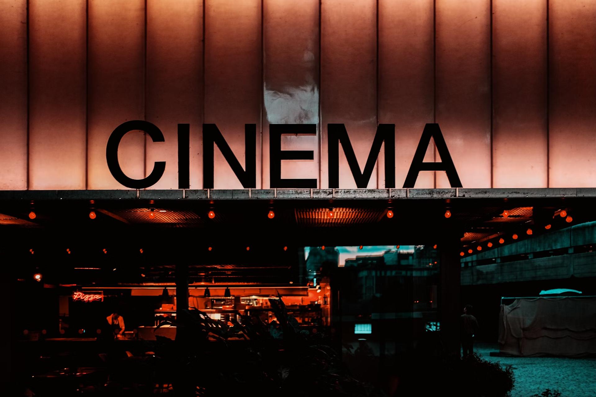 Sign at entrance to cinema