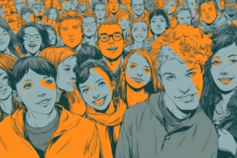 Crowd of smiling people