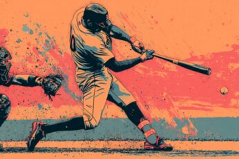Illustration of baseball player swinging a bat