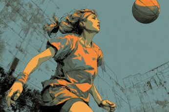 Illustration of woman playing basketball