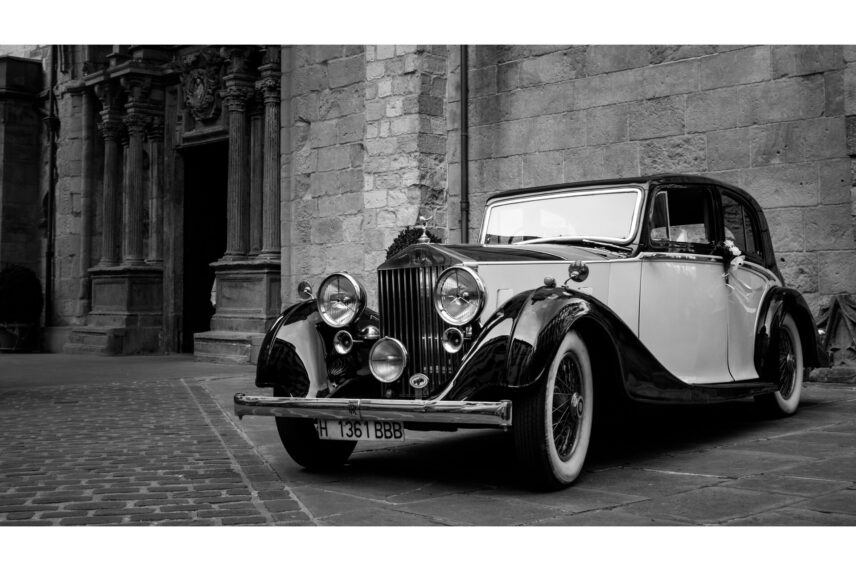 A black vintage car