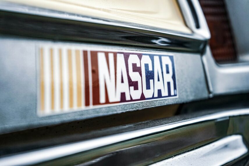 NASCAR sticker on a metal plate