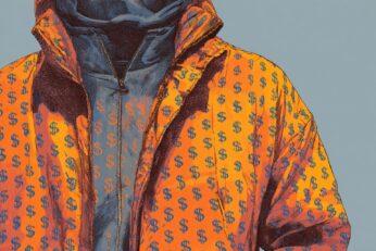 Ski jacket with dollar pattern