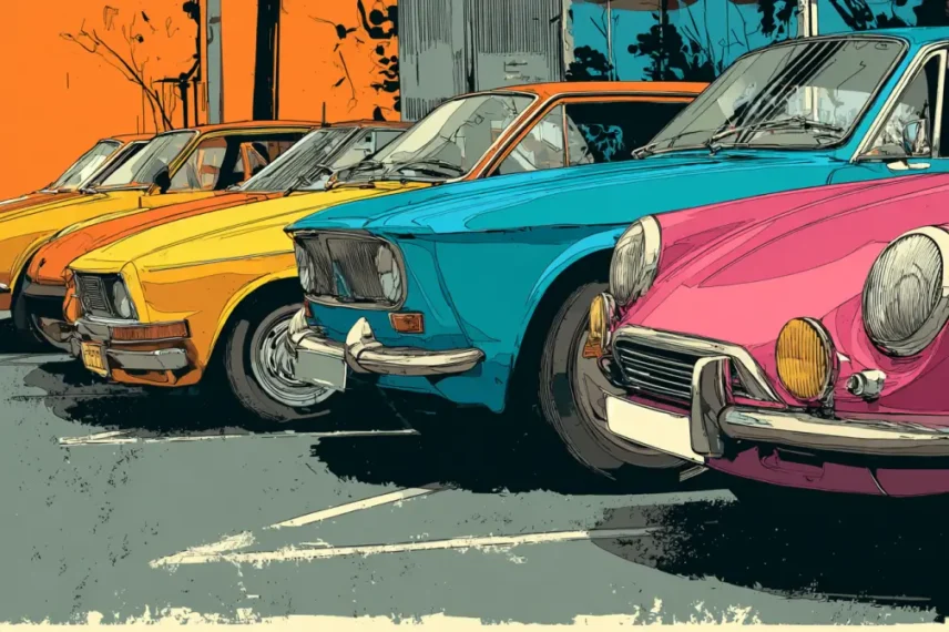 classic cars in a row