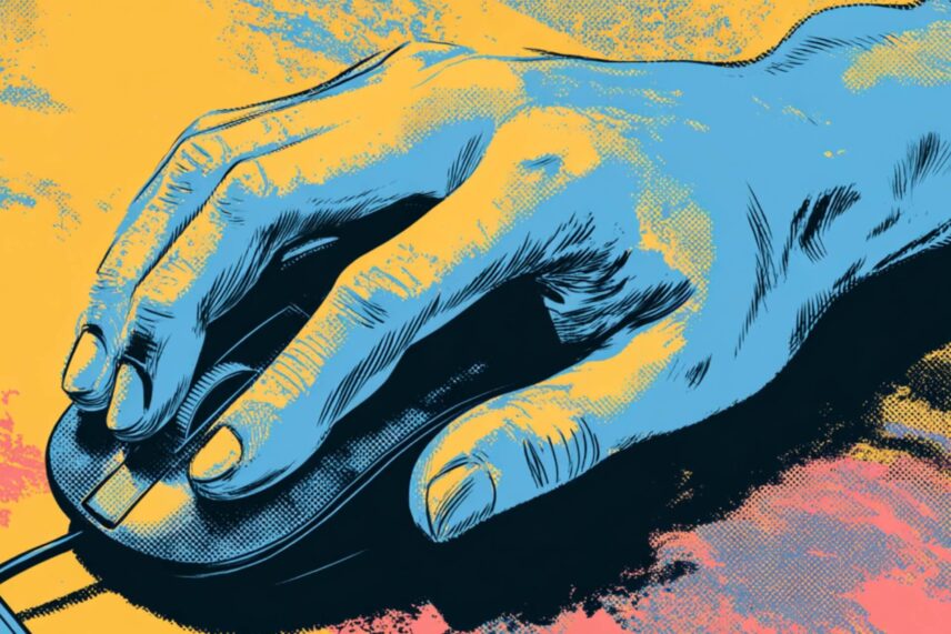 Illustration of a hand on a mouse