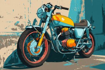 Illustration of a vintage motorcycle