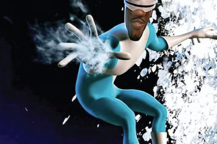 animated man in blue and white with steaming hand