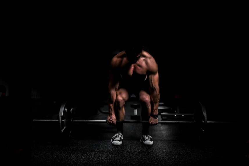 A man doing a deadlift.