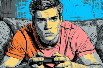 man playing a video game