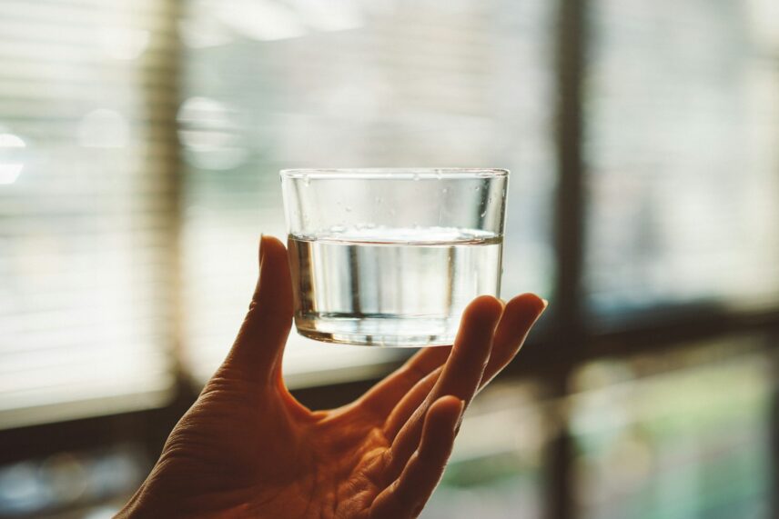 A glass of water.