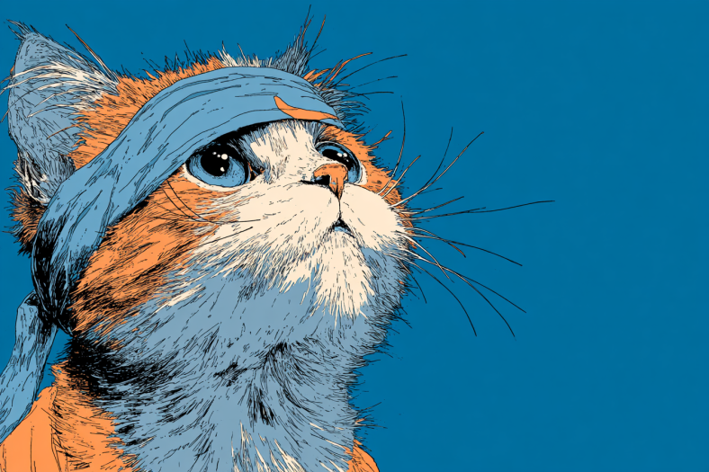 Illustration of cat wearing a headband