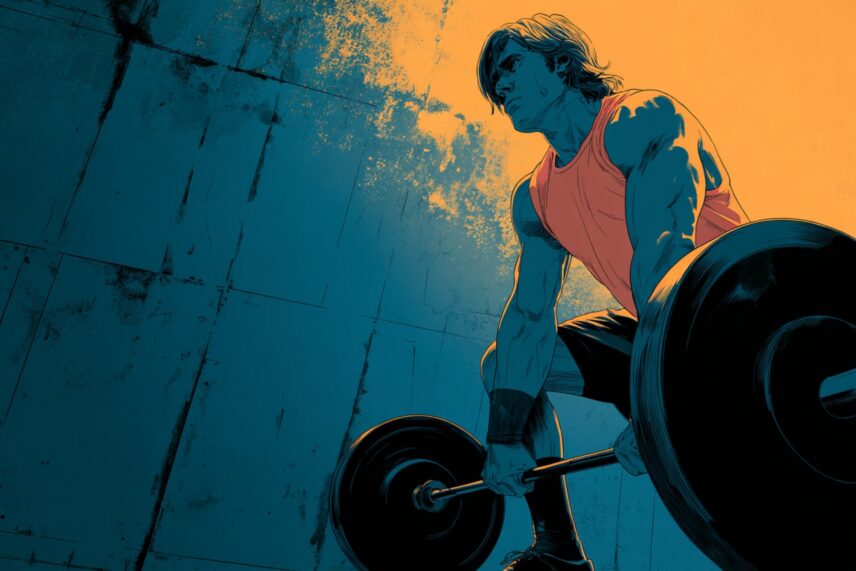 illustration of man lifting weights