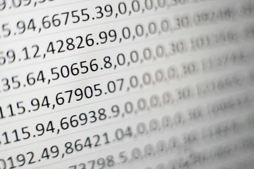 numbers on a computer screen
