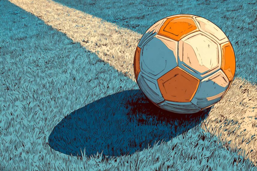 Illustration of a soccer ball on a field