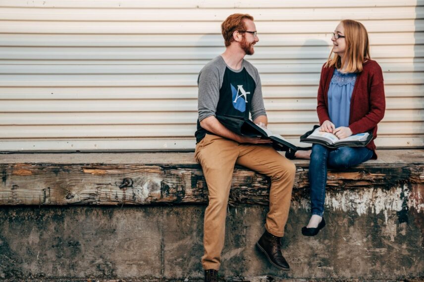 couple talking outside