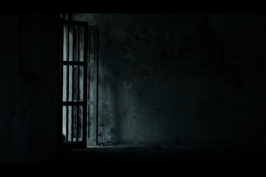 window in dark room