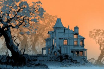 illustration of an old haunted house