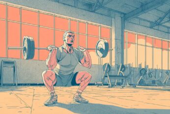 illustration of man doing a squat