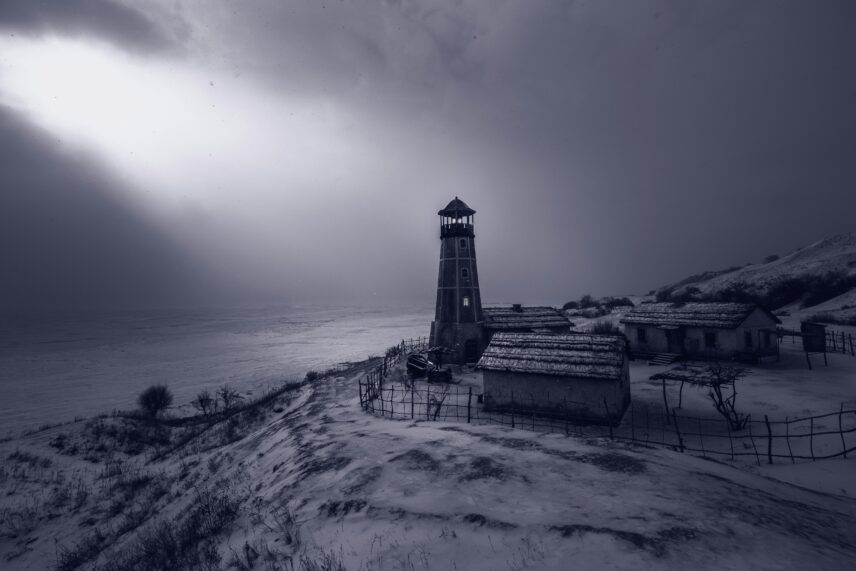 lighthouse black and white