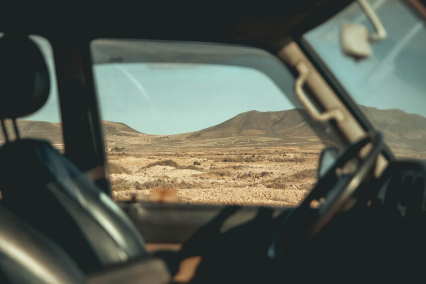 Empty driver seat in a truck